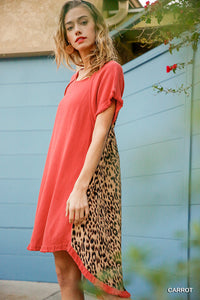 Andrea Hi Low Leopard Back Dress (Carrot)
