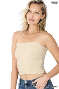 Smocked Tube Top (Taupe)