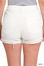 Cut off Shorts Denim Shorts with Front Folded Hem (White)