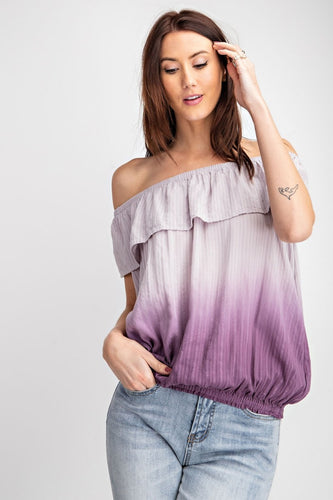 Elena Off The Shoulder Dip Dye Top (Plum)
