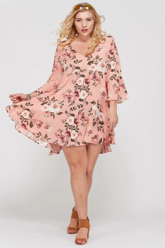 Floral Print V-Neck Swing Tunic