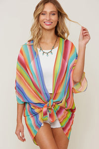 Candy Multi Colored Stripe Kimono Cardigan