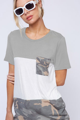Camo Color Block Top