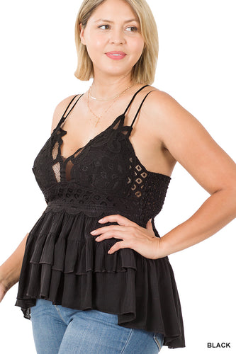 Crochet Sweet Flirty Lace Top Curvy (Black)