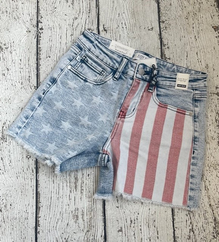 Judy Blue 'Merica American Flag Mid Jean Shorts