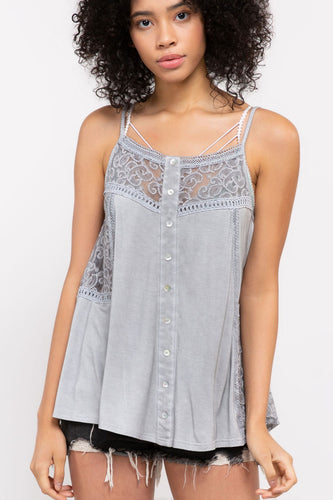 Elise Lace Tank Top (Mystic Grey)