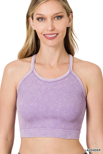 Washed Ribbed Seamless Racerback Cami Top (Lavender)