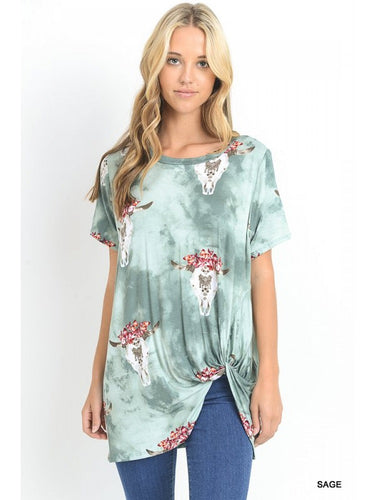 Cow Skull Print Top
