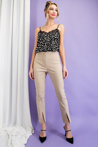 Braileigh Slim Pants with Slit (Taupe)