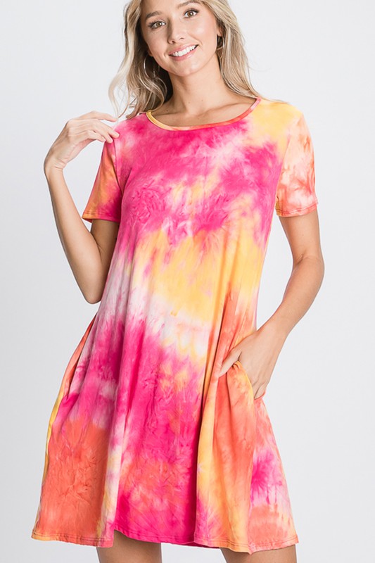 Sunny-All-Day Tie Dye Dress with Side Pockets
