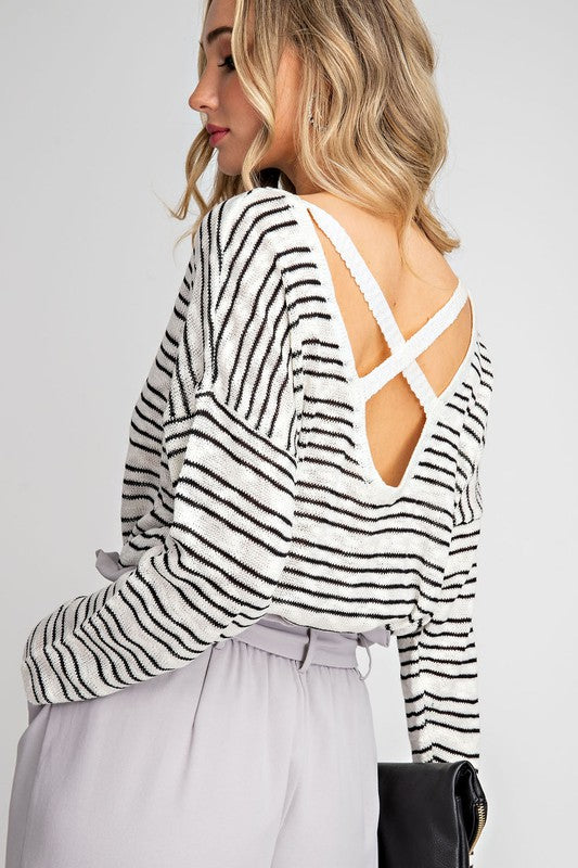 Shylo Striped Cross Back Sweater