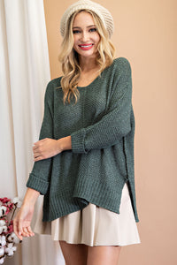 Vivianne Crew Neck Knit Sweater (Seagreen)