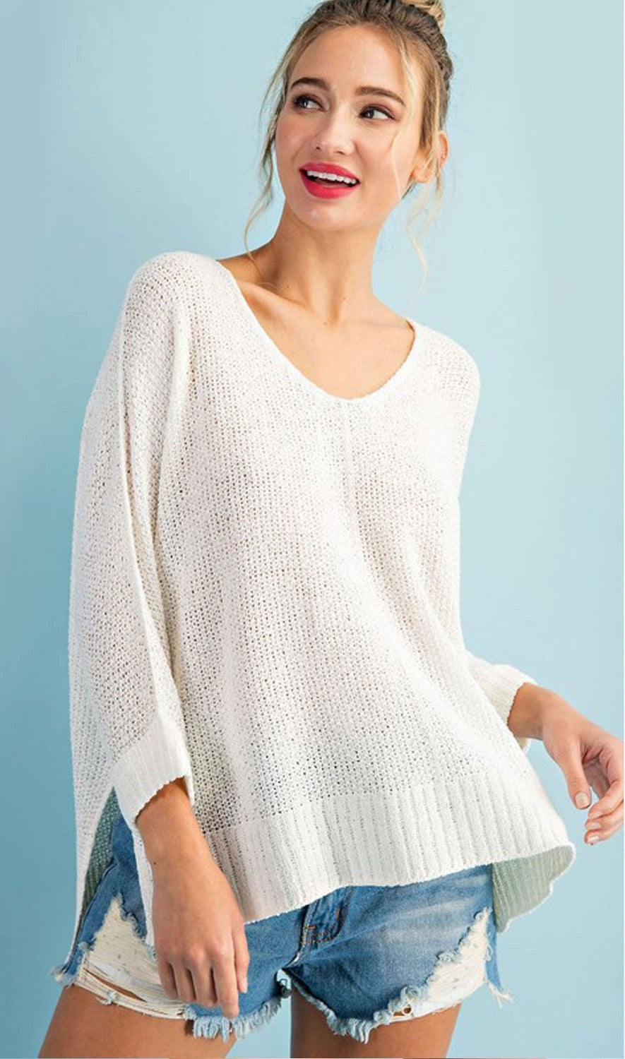 Vivianne Crew Neck Knit Sweater (Off White)