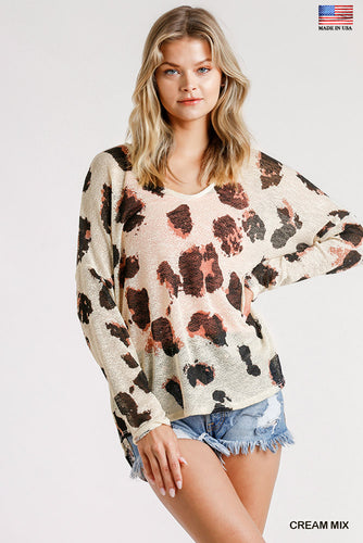 Neveah Animal Print Sheer Top (Cream Mix)
