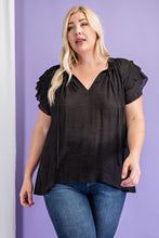 Caroline Tiered Ruffle Sleeve Blouse Curvy (Black)