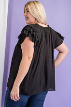 Caroline Tiered Ruffle Sleeve Blouse Curvy (Black)