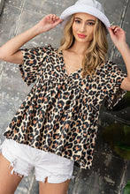Cheetah Print V-Neck Babydoll Top