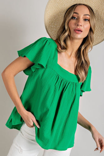 Miami Ruffle Flair Top (Kelly Green)