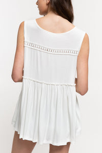 Hailey Lace Trim Baby Doll Top (Ivory)