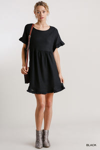 Lillian Waffle Knit Short Dress (Black)