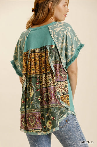 Nora Multi Print Back Hi Low Top (Emerald)