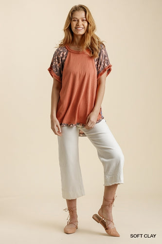 Nora Multi Printed Back Hi Low Top (Clay)
