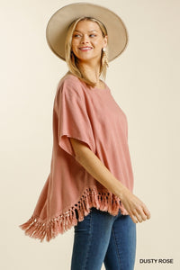 Carmen Tassel Fringed Top Top (Dusty Rose)