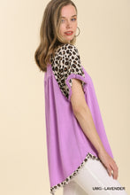 Alayna Animal Pring Sleeve Frayed Top (Lavender)