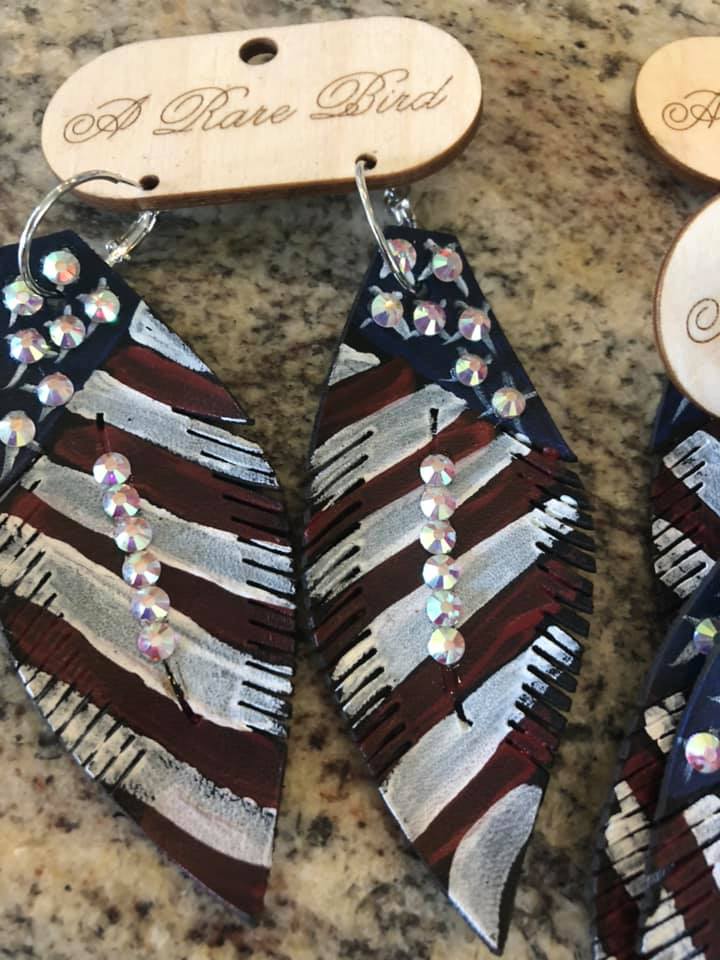 American Flag Hand Painted Earrings