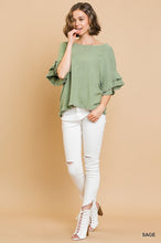 Elizabeth Layered Ruffle Short Sleeve Top (Sage)