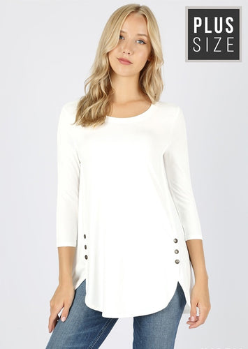 Ivory Side Button Tunic Curvy