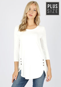 Ivory Side Button Tunic Curvy