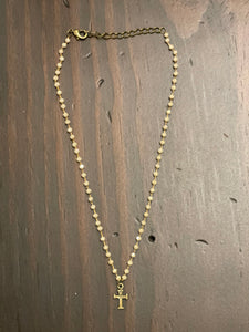 Cross Crystal Choker (Champagne)