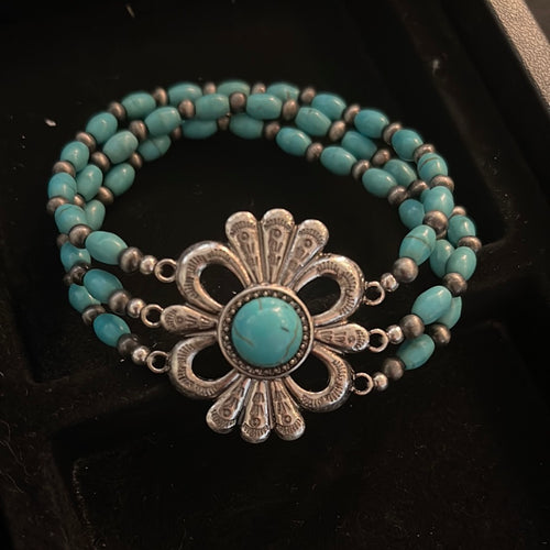 Turquoise and Silver Brad Bracelet