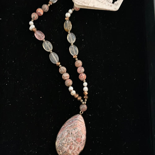Bead and Glass with Gem Necklace
