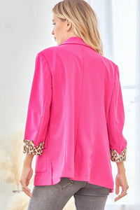 Leopard Cuff Blazer (Hot Pink)