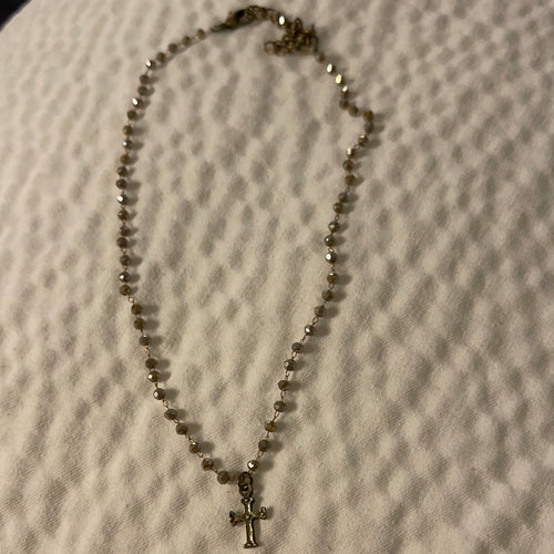 Cross Crystal Choker (Bronze)