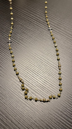 Cross Crystal Pendant (Olive) Long