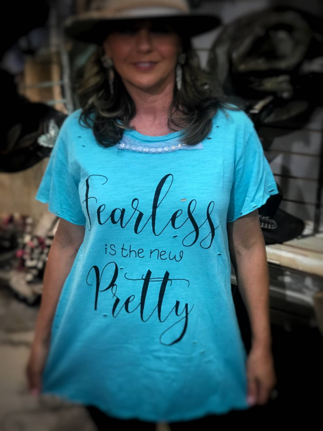 Fearless is the New Pretty Distressed Top