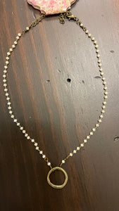 Bead Necklace with Round Pendant (Champagne)