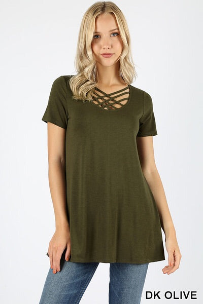 Brittany Criss Cross Top (DK Olive)