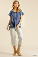 Babydoll Tunic with Frayed Hem (Denim)