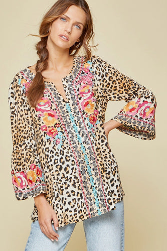 Leopard Embroidered Top