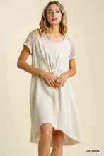 Faith Floral Crochet Short Sleeve Dress (Oatmeal)