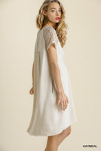 Faith Floral Crochet Short Sleeve Dress (Oatmeal)