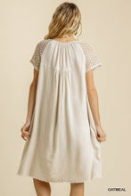 Faith Floral Crochet Short Sleeve Dress (Oatmeal)