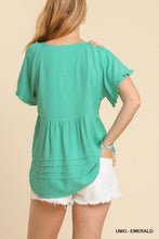 Layla Ruffle Sleeve Babydoll (Emerald)