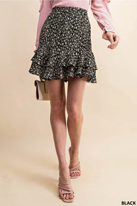 Ditsy Floral Crinkle Skirt (Black)
