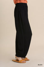 Wide Leg Pant with Frayed Hem (Black)