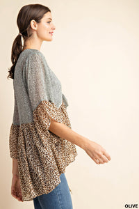 Lovly Leopard Chiffon Cardigan (Olive)